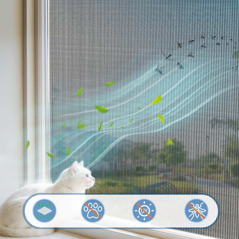 MAGZO Window Screen Replacement Mesh 59"W x 196"L - Pet Resistant Premium & Durable Polyester Screen Door Mesh, Allows Fresh Air in, DIY Repair Kit Includes Tool for Sliding Doors,Windows,Patio, Gray 59 X 196 Inch