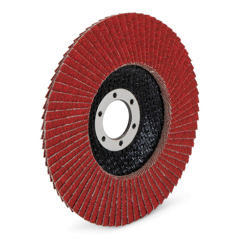 High-performance ceramic flap disc │ red │ 10 pieces │ Ø 125 mm │ grain 120 │ self-sharpening ceramic grain │ grinding disks │ flap disks
