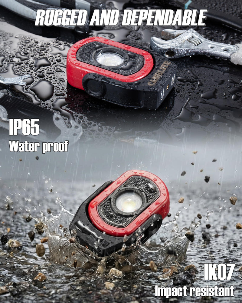 Magnetic Work Light – 780 Lumen Compact Pocket Light, Rechargeable 3000mAh, 360° Pivot, Durable & Portable for Mechanics & Jobsites (Red, 3-Pack) Red-3PK 3 Pack-780lm