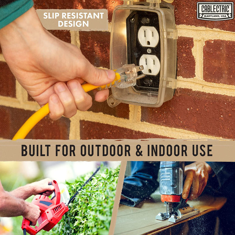 10 Ft Outdoor Extension Cord - 12/3 SJTW Heavy Duty Yellow 12 Gauge Lighted Electrical Cable with 3 Prong Grounded Plug 10FT 1