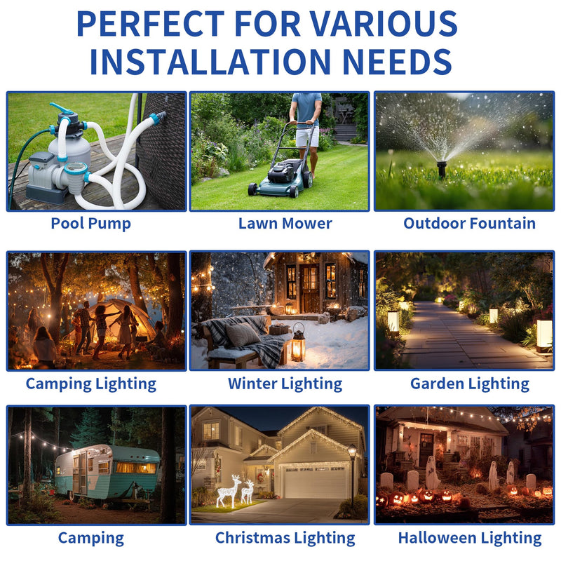 6 Pack Outdoor Extension Cord Safety Cover with Waterproof Seal IP54 Water-Resistant, Weatherproof Electrical Connection Box with 2 Latches, Plug, Socket, Holiday Decoration Light, Black 6 Pack