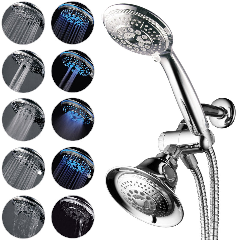 Hotel Spa 2 in 1 Shower System LED Shower Head with Hands-Free Option and LED Lighting