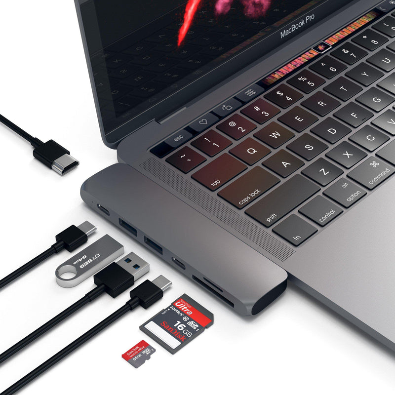 Satechi USB C Hub Adapter, USBC Dongle 7 in 1, USB-C with 4K HDMI, 87W PD Charging, USBC Data, 2 USB-A Data, Micro/SD Card Readers, for MacBook Pro/Air M1 M2 M3 M4 - Space Gray