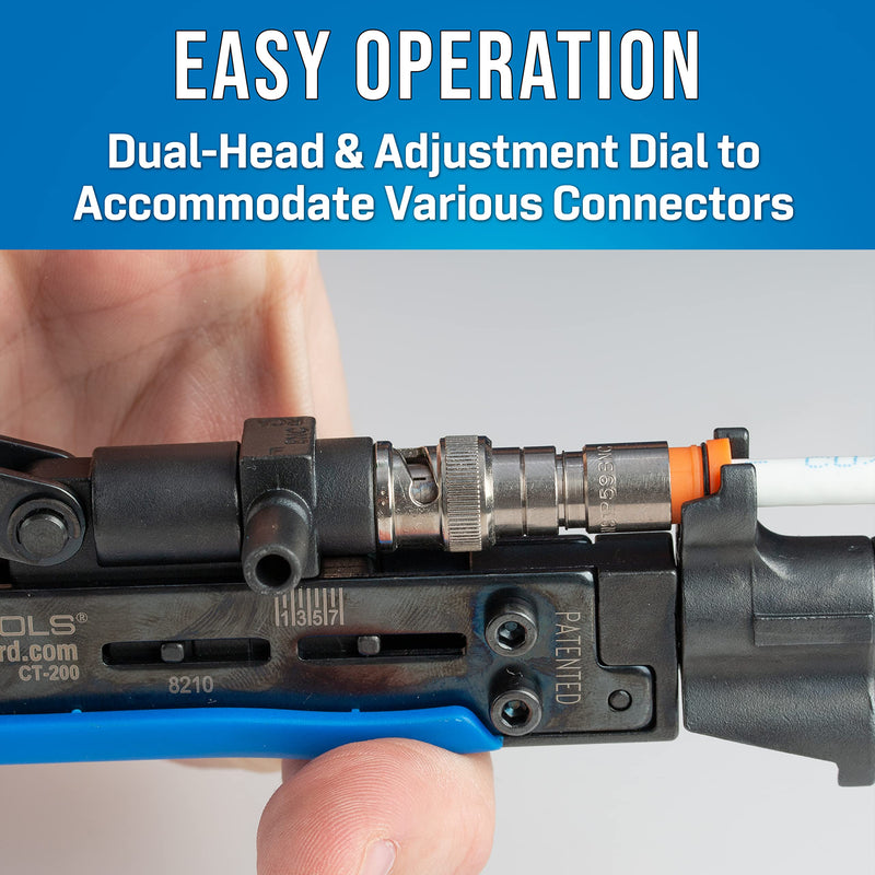 Jonard Tools CT-200, Universal Compression Tool with Dual Head for Coaxial Cable F Connector