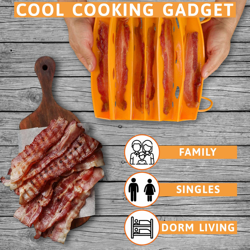 Bad Boy Microwave Bacon Cooker - Crispy Bacon Cooker For Microwave Oven - Microwave Cookware for Crispy, Healthy, and Low Bacon Grease Cooked Bacon - Pack of 2 Bacon Maker Bacon Maker - 2 Pack