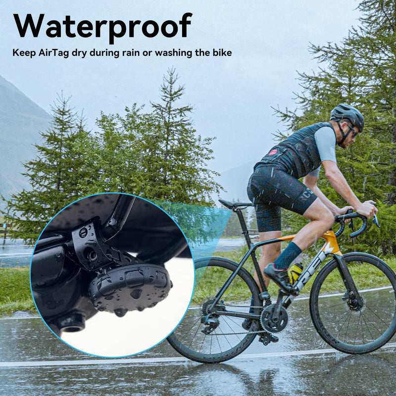 DLENP AirTag Bike Mount, Bike Hidden Mount for Airtag Under The Seat, Bicycle GPS Tracker Holder, Anti-Theft AirTag Case, Waterproof Bicycle Saddle Holder for Most Bikes with Seat Rails