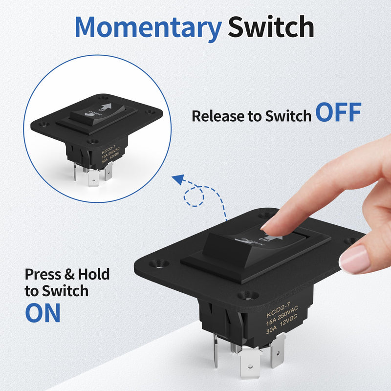 DaierTek UP Down Momentary Reverse Polarity Switch 12V 30A DPDT Polarity Reversing Switch RV Power Jack Switch for 5th Wheel Tongue Trailer Stabilizer UP-DOWN