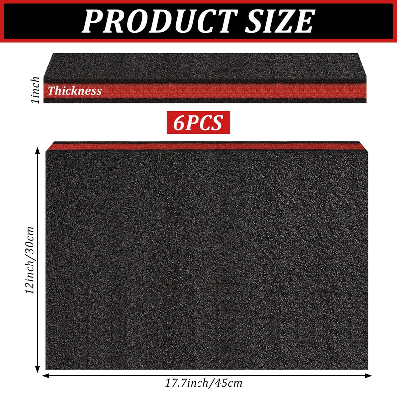 6 Pack Tool Box Foam Inserts for Cases,Tool Box Liner Polyethylene Sheets, Toolbox Kaizen Organizer and Storage Shadow(18 x 12 x 1 Inch,Red, Black) Red, 6 Pcs Foam