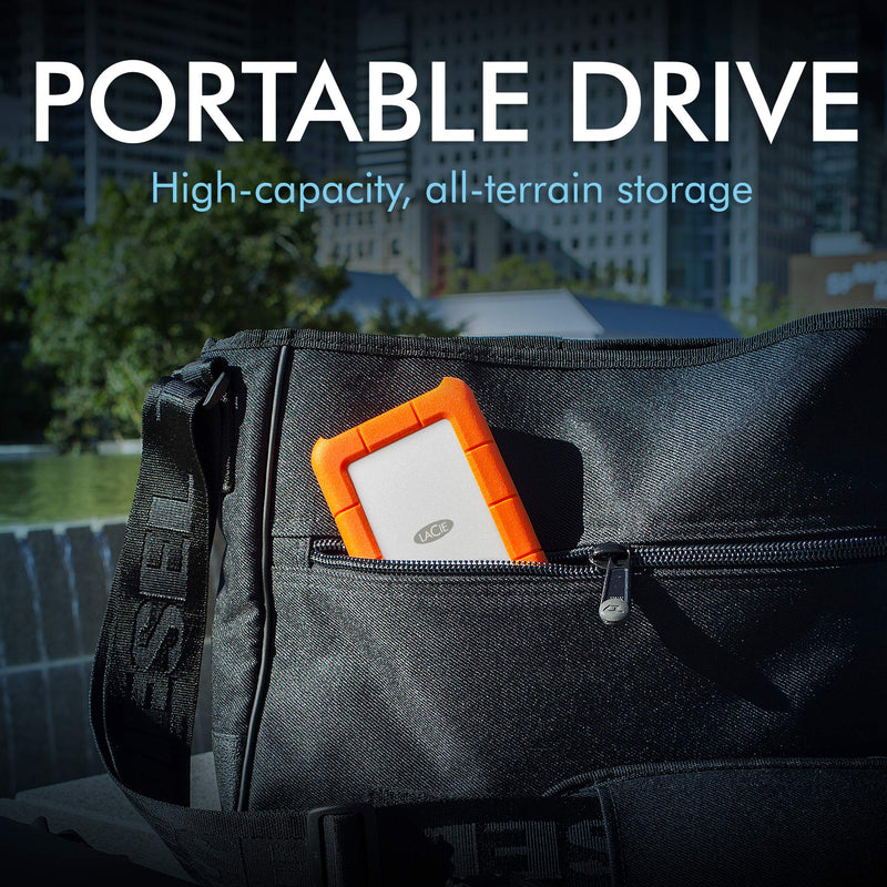 LaCie Rugged Mini 2TB External Hard Drive Portable HDD - USB 3.0/ 2.0 Compatible, Drop Shock Dust Rain Resistant Shuttle Drive, For Mac And PC Computer (LAC9000298), orange Mini HDD