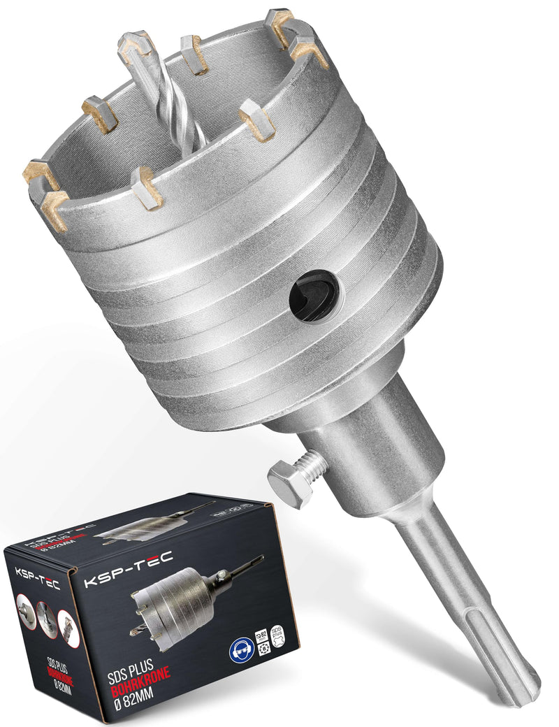 KSP-Tec ® drill bit 82mm - reinforced design - hammer impact resistant - [XXL teeth] - 4 cutting edges center drill - can drill mm - drill bit socket for masonry and concrete (82mm)