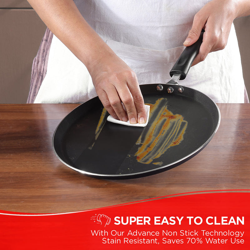 Vinod Zest Non-Stick Flat Dosa Tawa/Griddle, 10", Black/Blue
