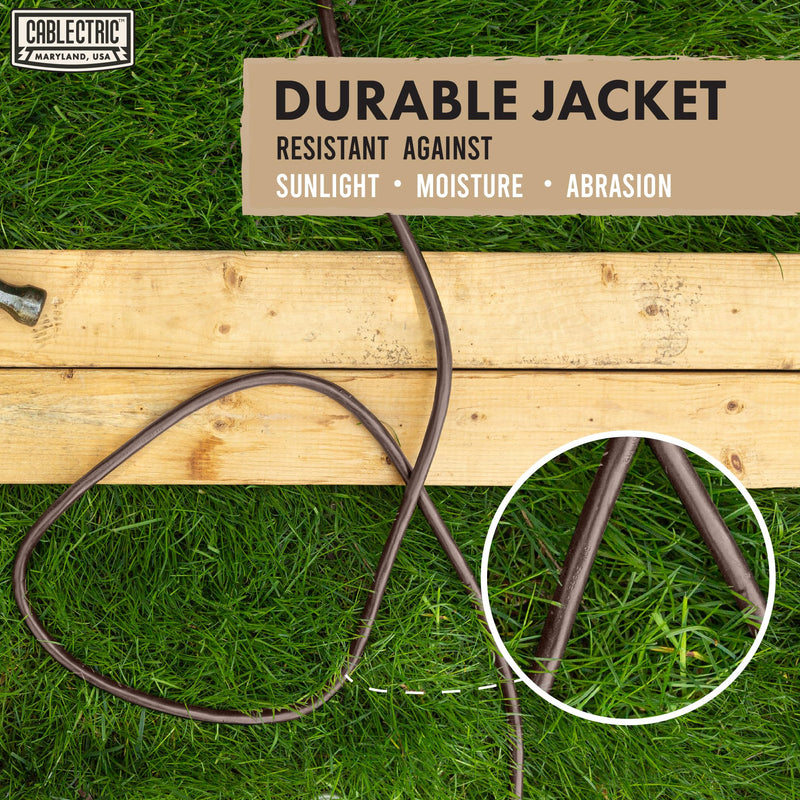 25 Ft Brown Extension Cord with 3 Electrical Power Outlet - 16/3 SJTW Heavy Duty Cable with 3 Prong Plug for Safety, 13 AMP for Heavy Appliances, Garden, Lawn, Lightning Decoration 25 Foot