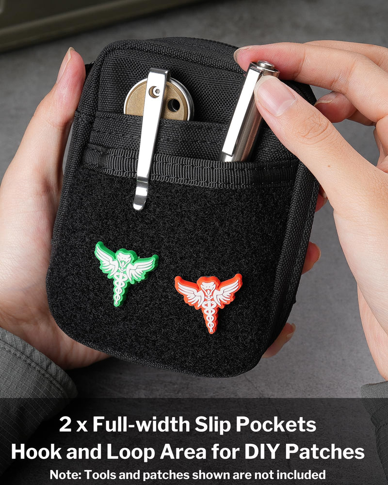 VIPERADE VE31 Small EDC Pouch, Men's Pocket Organizer, Small EDC Organizer Multitool Pouch for Camping/Hiking/Bushcraft (Black) Black