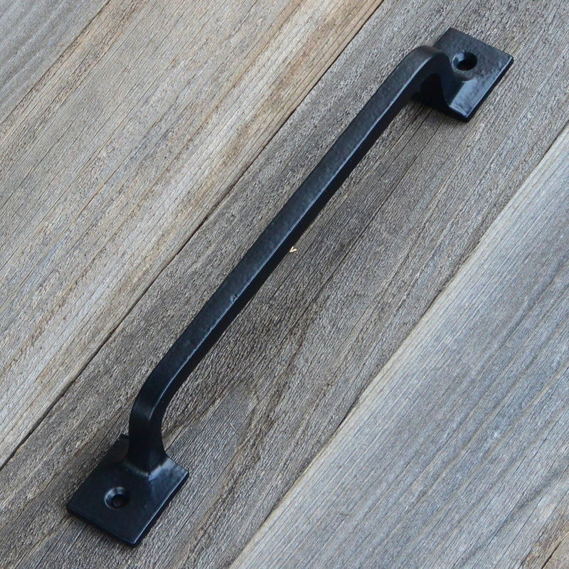 CRAFTSMAN ROAD Black Cast Iron Pull Handles 12 inch (Squared Base, Set of 2) - Cabinet Door Handles, Gate Handle Pull, Barn Door Hardware, Grab Handles