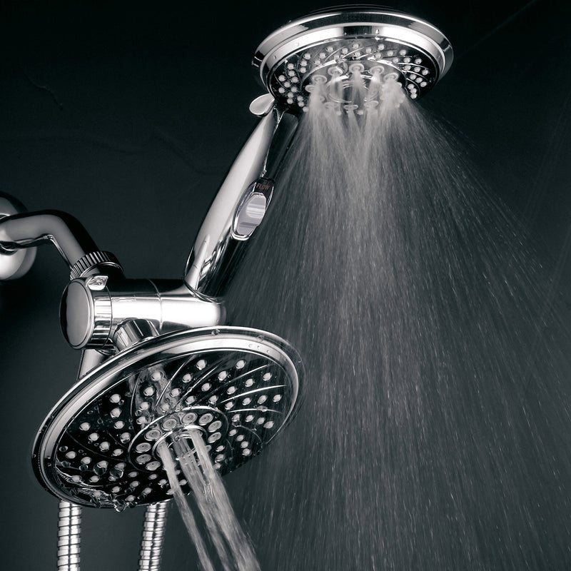 HotelSpa - Shower Heads with Handheld Spray - High Pressure Shower Head - 6 Inch Showerhead, 4 Inch Handheld Shower Head - 2-in-1, 30-Setting Shower Heads, 5-to-7 Foot Shower Hose, Showerspa (Chrome) 7 ft Hose Chrome