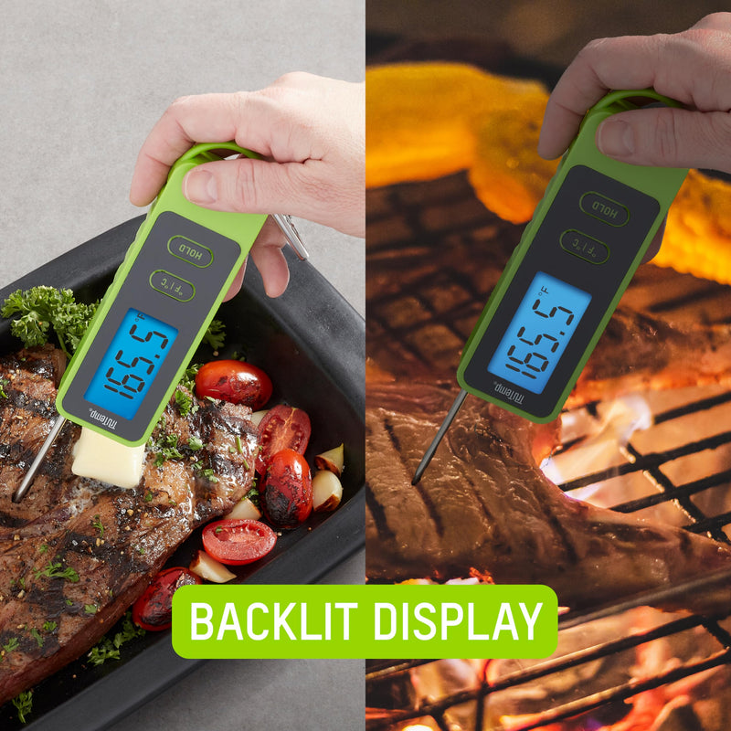 Taylor TruTemp Compact Digital Folding Meat Thermometer with Carabiner Clip for Grilling, BBQ, Kitchen, and Griddle, Kitchen Gadget Essential and Food Thermometer, Gift for Dad, Him, and Men, Green