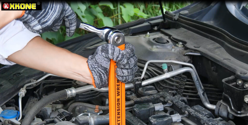 Offset Extension Wrench,0° Swing Extender for Tight Space Fasteners Orange Large