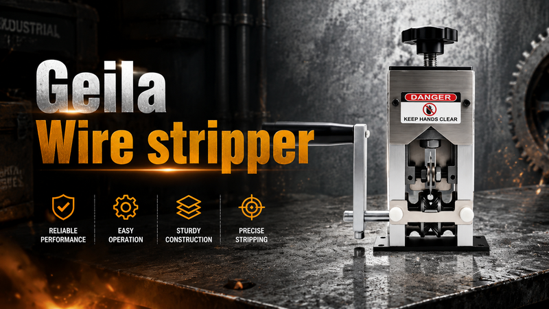 Geila Wire Stripper Machine, Manual Copper Wire Stripping Tool 0.06-1'' with Replacement Blades, Drill Powered or Hand Crank for Scrap Copper Recycling Silver