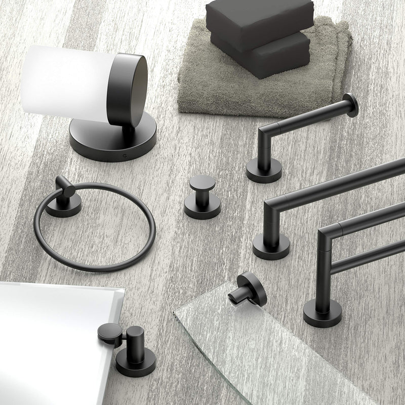 Gatco 4635MX Glam Single Robe Hook, Wall Mounted Hook for Bathroom Towels & Robes, 2 Inch, Matte Black