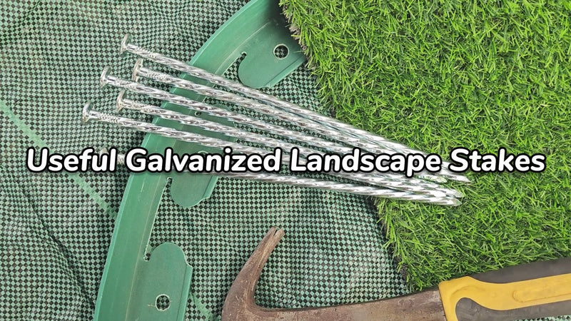 50-Pcs Galvanized Landscape Stakes, 10-Inch Length, 0.7 Inch Extra Large Top, Spiral Metal Anchoring Spikes, for Paver Edging, Weed Barrier, Camping Tent, More