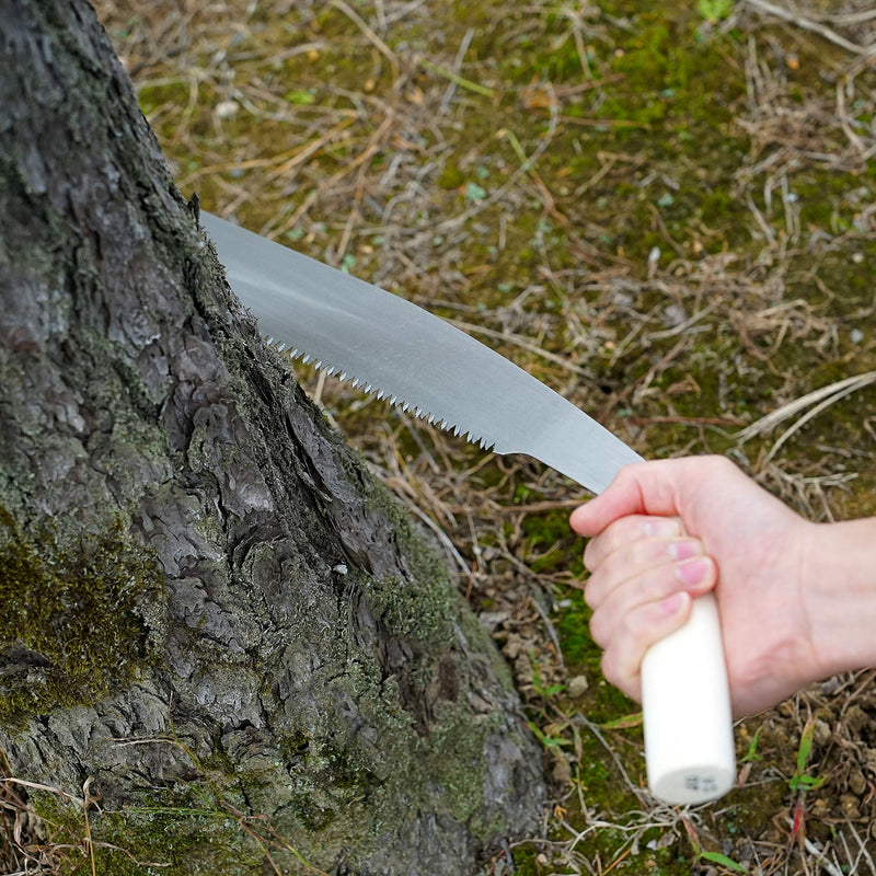 KAKURI Temagari Saw 14" Long Japanese Tree Limb Saw, Razor Japanese Steel Blade, Large Hand Pruning Saw for Cutting Tree, Log, Limb, Thick Branch, Raw Wood, Made in JAPAN Wooden 360 Mm