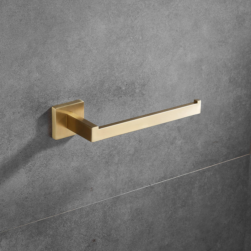 Beelee Gold Bathroom Accessories Set: 3-Piece Hardware Set - Wall Mounted Toilet Paper Holder, Hand Towel Ring/Bar, Towel/Robe Hook, Brushed Gold Finish, BA199SET-3BG1 3 Pieces