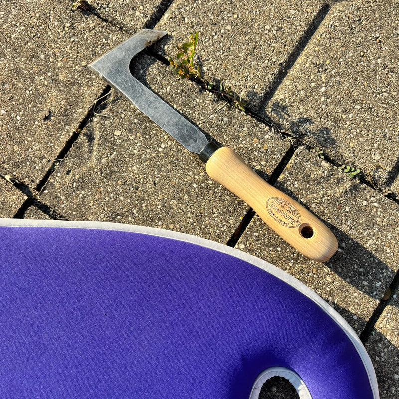 Dewit Short Handle Patio Knife – Premium Weeding Tool for Pavers | Tempered Boron Steel Blade | Ash Hardwood Handle | Eco-Friendly | 11" Length
