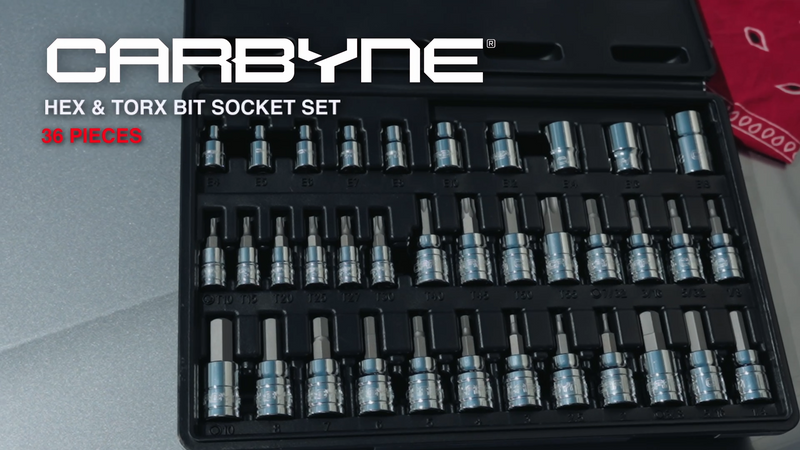 CARBYNE 36-Piece Hex (Allen) & Torx Bit Socket Set, SAE & Metric