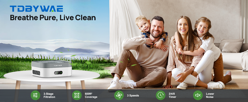 Air Purifier for Home – True HEPA Filter for Pets,Smoke & Allergies Grey White 1 Pack
