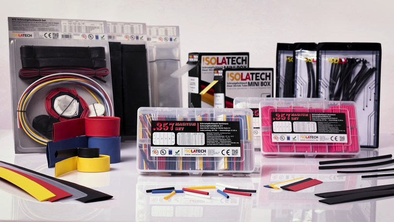 Assorted Heat Shrink Tubing 4:1 with Adhesive Transparent Clear Diameter and lengths of ISOLATECH Length: 10 Ft (3 M) Ø1 inch (24mm)