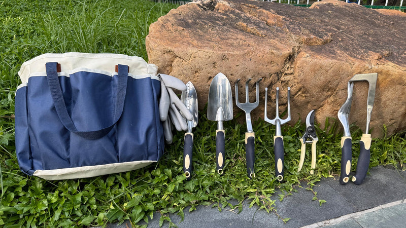 Gardening Tool Set, 10-Piece Heavy-Duty Aluminum Garden Tools with Non-Slip Handles and Large Tool Bag with Storage Pockets, Durable Hand Gardening Tools - Perfect Gardening Gift for Men and Wome