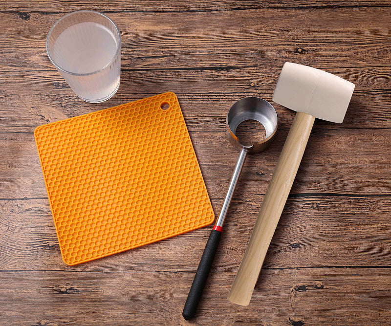 Coconut Opener Tool Set, Stainless Steel Coco Opener Kit for Coconut Young & Mature, Coconut Shell Puncher Knife, White Rubber Hammer with Wood Handle, Silicone Mat Shockproof 3 In 1 White Hammer Kit