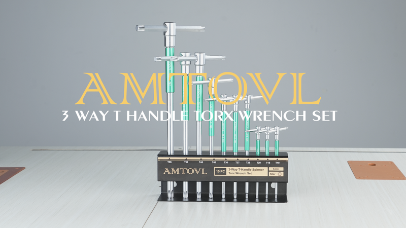 AMTOVL T-Handle Star Wrench Set - TORX, 10 Pcs T10-T55, Sliding Handle,