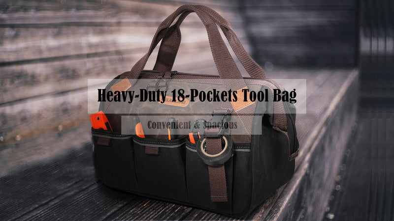 WELKINLAND 18 Pockets Electrician Tools Bag, Waxed Canvas Tool Bag For Men