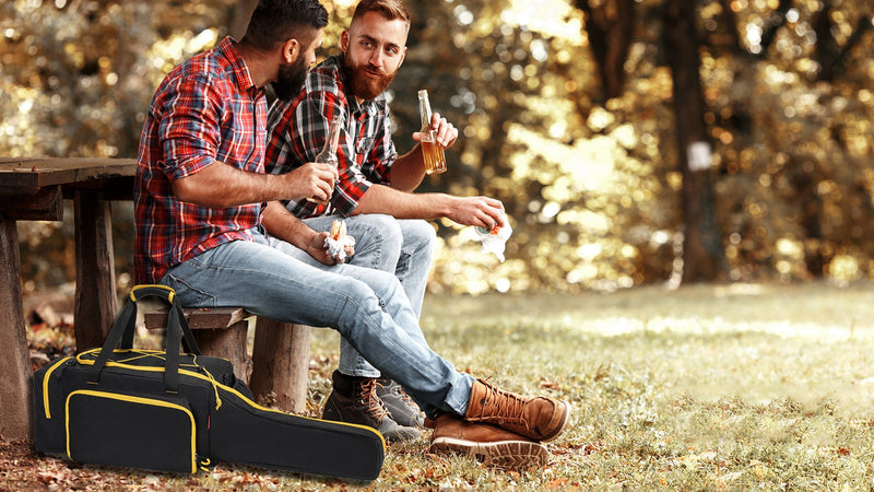 Chainsaw Case, Durable Chainsaw Bag with Removable Spill-proof & Wipe-clean Tray, Chainsaws Carrying Case Compatible with Greenworks, EGO Power+, Dewalt 14''/16''/18'' Cordless Chainsaws & Accessories Black With Yellow