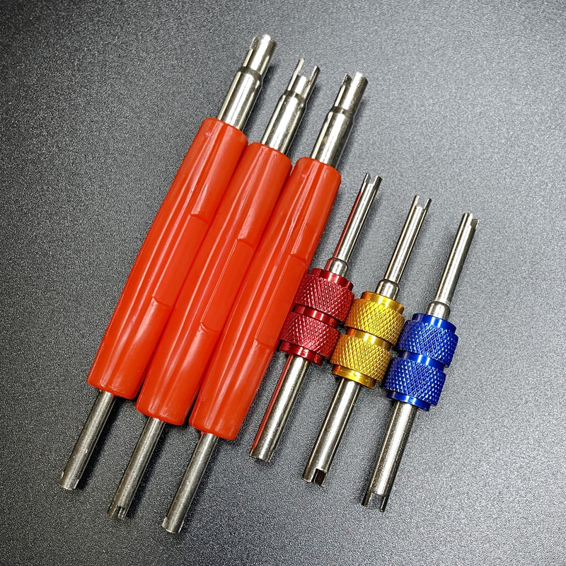 6Pcs Valve Core Removal Tool Set-R134a R12 HVAC Double Heads Tire A/C Systems Schrader Valve Stem Core Remover Tools,Tire Repair Tools, Air Conditioning Valve Core Remover Schrader Valve Tool 6Pcs Valve Core Removal Tool