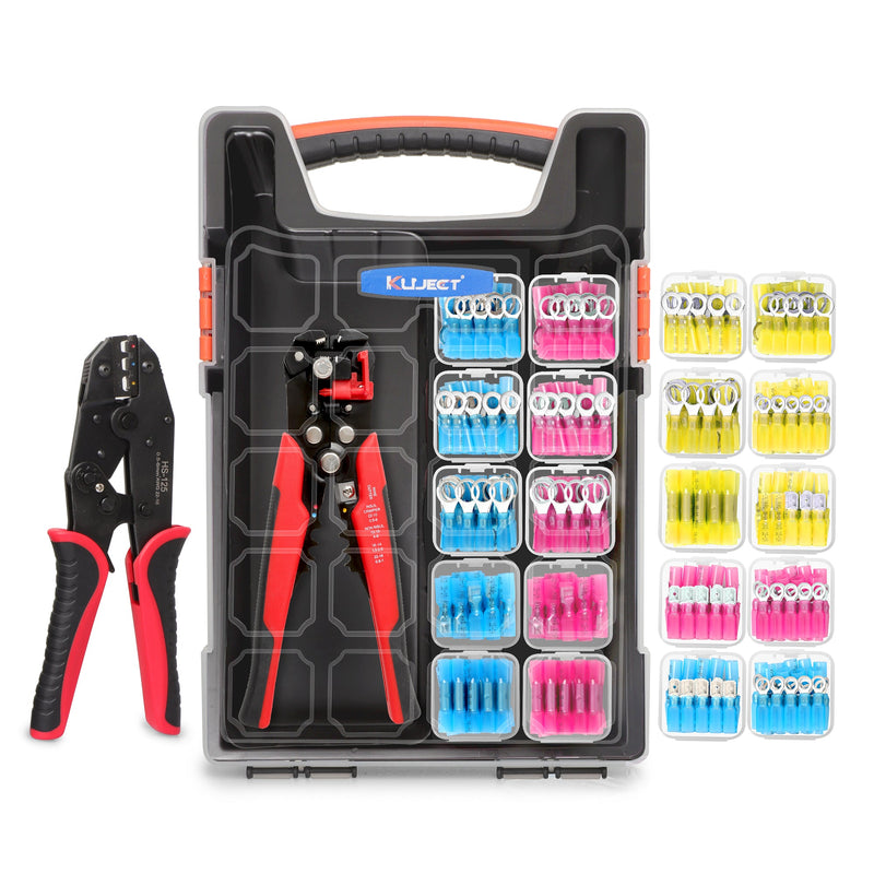 Kuject Crimping Tool Kit with 340 PCS Heat Shrink Connectors