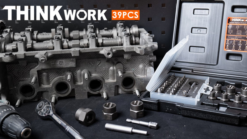 39-Piece Damaged Screw Extractor Set with 3/8" Drive Bolt Extractor Kit 39-Piece