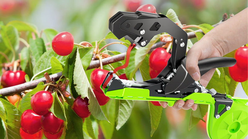 Grade Plant Tying Machine, Upgraded Tape Gun with 20 Tape Rolls & 10,000 Staples, Fast Vine Support Tool for Greenhouse/Vineyard/Farm, Lightweight Plant Tie Tapener Gun with Blades & Gloves (Red) Red