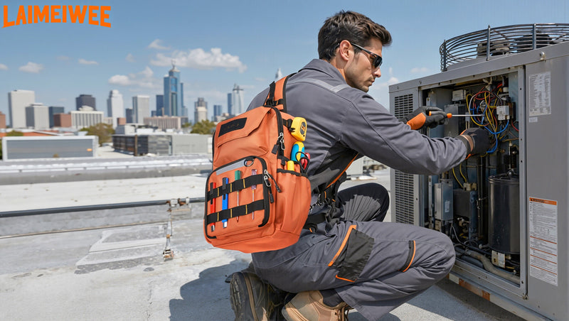 Electrician Tool Chest Bag, Tactical HVAC 3-Point Harness Black