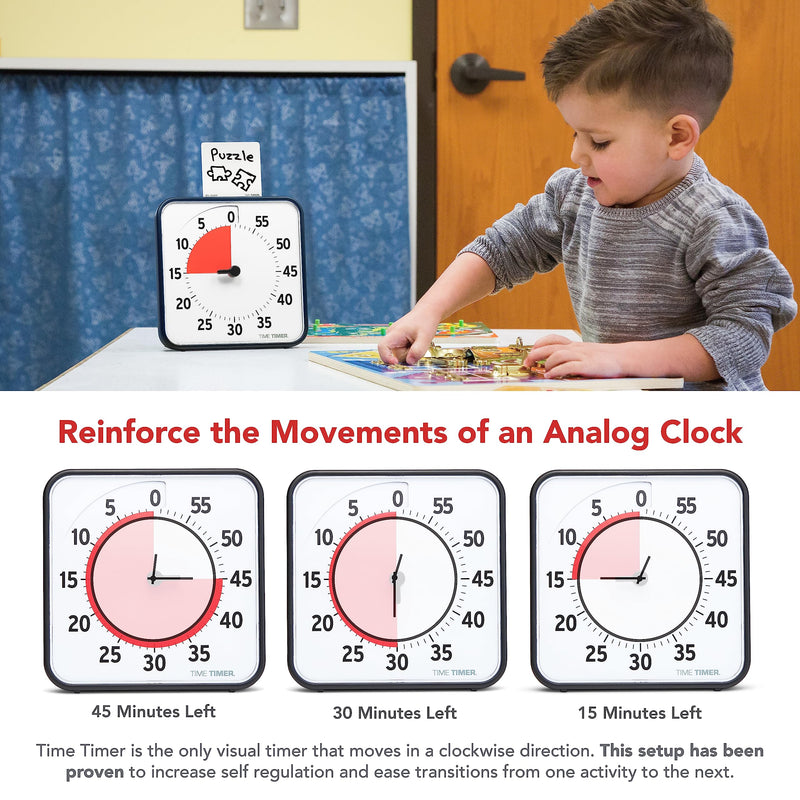TIME TIMER 8 inch Visual Timer - 60 Minute Desk Countdown Clock with Dry Erase Activity Card, Also Magnetic - for Kids Classroom, Homeschooling Study Tool, Task Reminder, Home and Kitchen Timer Educator Edition