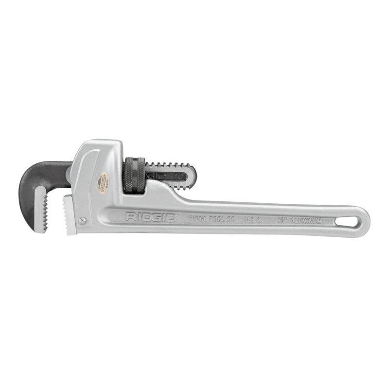 RIDGID 31090 Aluminum Straight Pipe Wrench, 10" Sturdy Plumbing Wrench with Self Cleaning Threads and Hook Jaws Small Music