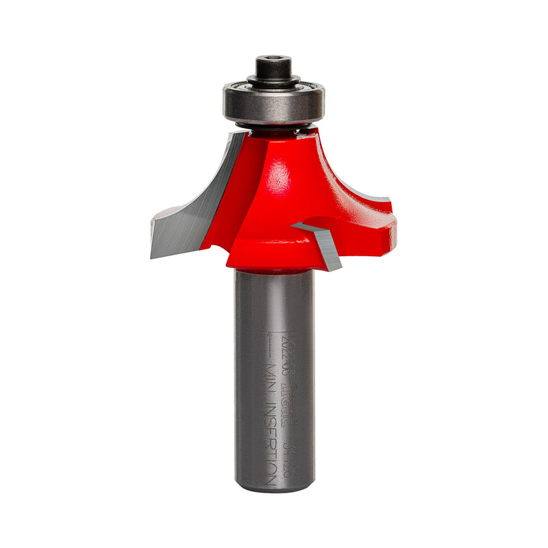 Freud Quadra-Cut Radius Rounding Over Bit with Perma-Shield Coating for Flawless Finish - 4 Cutters, 1/2" Shank Dia., 1/2" Radius, 2-3/4" Length - 34-126