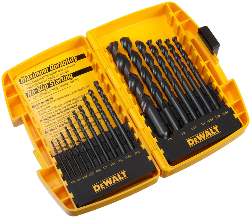 DEWALT DW1167 17-Piece Black-Oxide Split-Point Twist Drill Bit Assortment 17 Pieces Single Unit