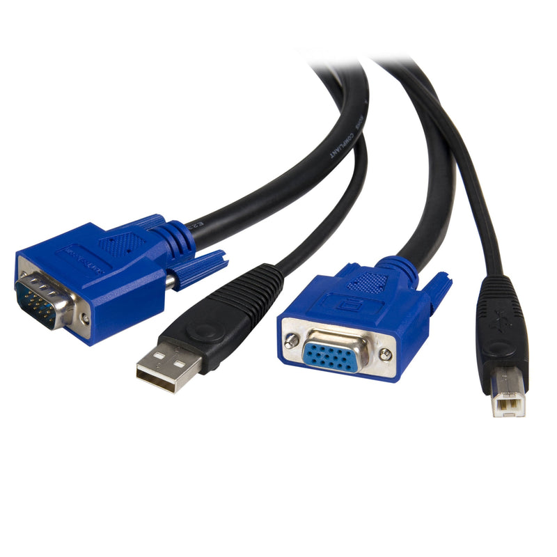 StarTech.com 2-in-1 Universal USB KVM Cable - Video / USB cable - HD-15 (VGA), USB Type B (M) to USB, HD-15 (VGA) - 15 ft - SVUSB2N1_15, Black