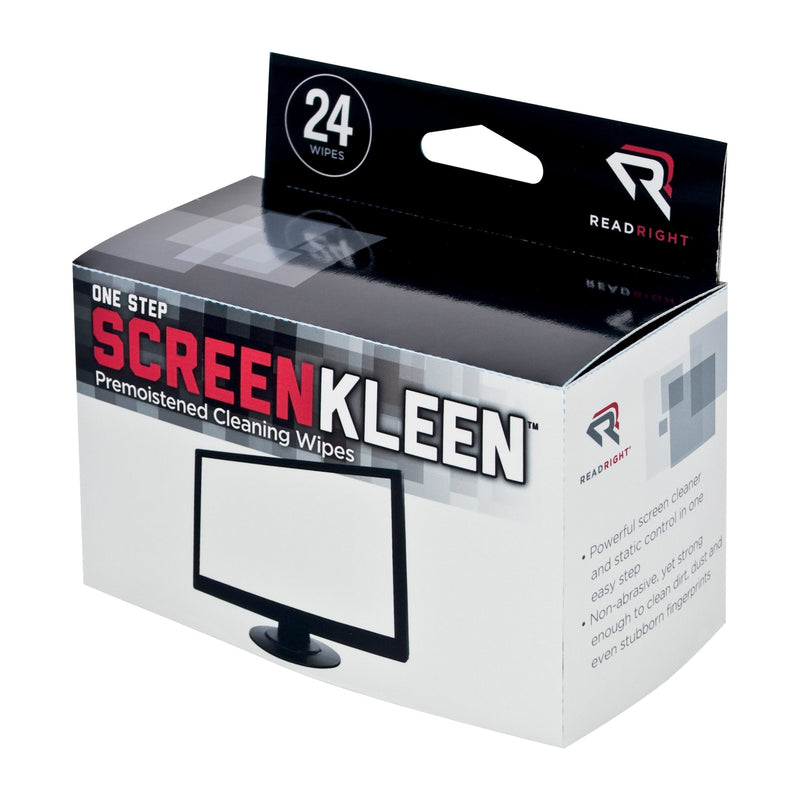 Read Right OneStep Screen Cleaner Wet Wipes, 24 Wipes per Box (RR1209) 24 Count (Pack of 1)