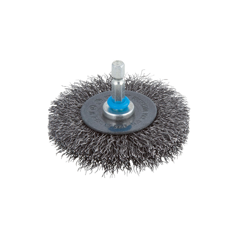wolfcraft wire wheel brush Ø 75 x 10 mm, hexagon shank 1/4" (6.35 mm), 2100000 Ø75x10mm