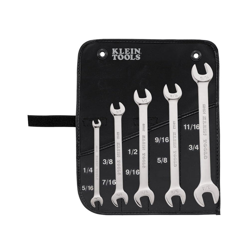 Klein Tools 68450 Open End SAE Wrench Set, 5-Piece With Rolling Pouch