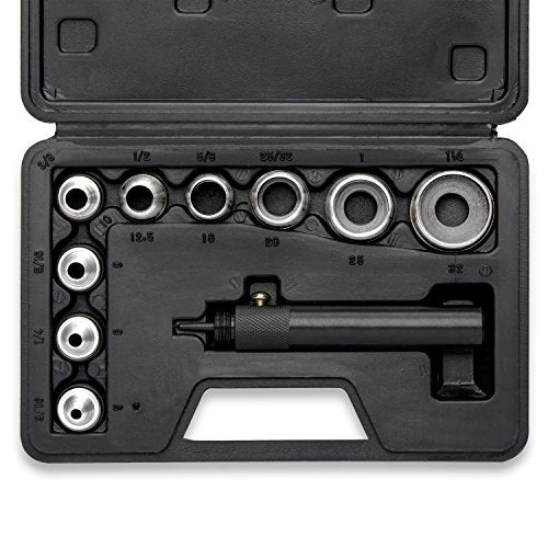 NEIKO 02614A Interchangeable Large Hollow Hole Punch Tool Set, 10 Piece, Gasket Maker, Heavy Duty Gasket Punch Set, Includes Hole Puncher Tool Carrying Case, Leather Punch Set 10 Piece Set