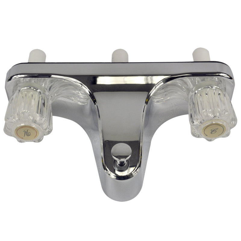 Danco Mobile Home RV Tub Shower Center-Set Faucet, 8 inch, 2-Handle, Chrome with Clear Acrylic Handles (33156X) Chrome/Acrylic